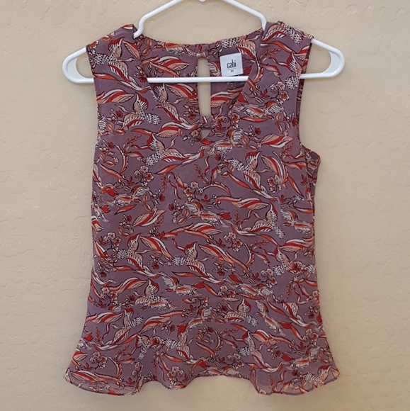 CAbi  Light Purple and Red floral Tunic/Blouse - Picture 2 of 6